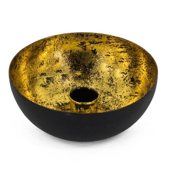 HomeBound Kaarsenstandaard zwart met goud binnenkant Ø12,5cm