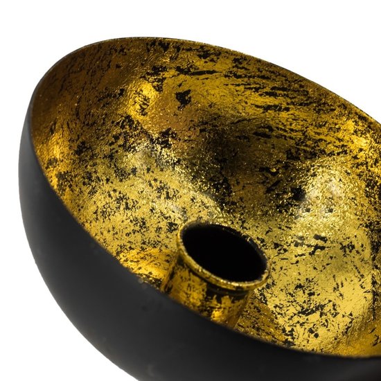 HomeBound Kaarsenstandaard zwart met goud binnenkant Ø12,5cm