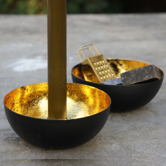 HomeBound Kaarsenstandaard zwart met goud binnenkant Ø12,5cm