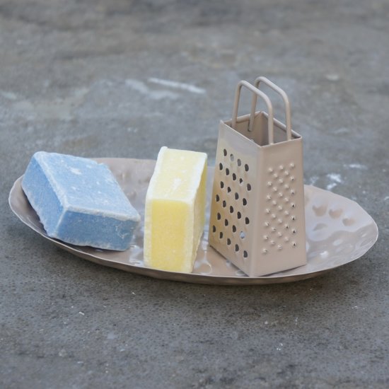 HomeBound Ovalen metalen schaal16 x 8,5cm zandkleur