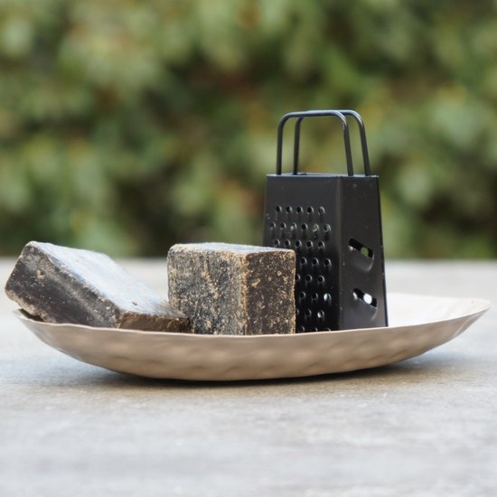 HomeBound Ovalen metalen schaal16 x 8,5cm zandkleur