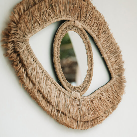 Bazar Bizar De Raffia Eye Spiegel - Naturel - M