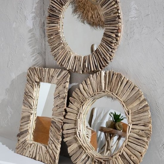 Bazar Bizar De Driftwood Framed Spiegel - Naturel - M