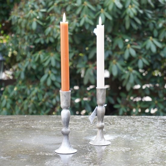 HomeBound Metalen kaarsenstandaard zilverkleur 17cm