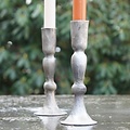 HomeBound Metalen kaarsenstandaard zilverkleur 17cm