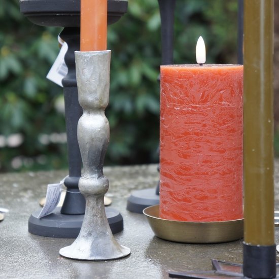 HomeBound Metalen kaarsenstandaard zilverkleur 17cm