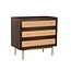 Moods Collection Dressoir / Kast - 3 lades Rotan/Mango Hout Walnoot - 85x45x80
