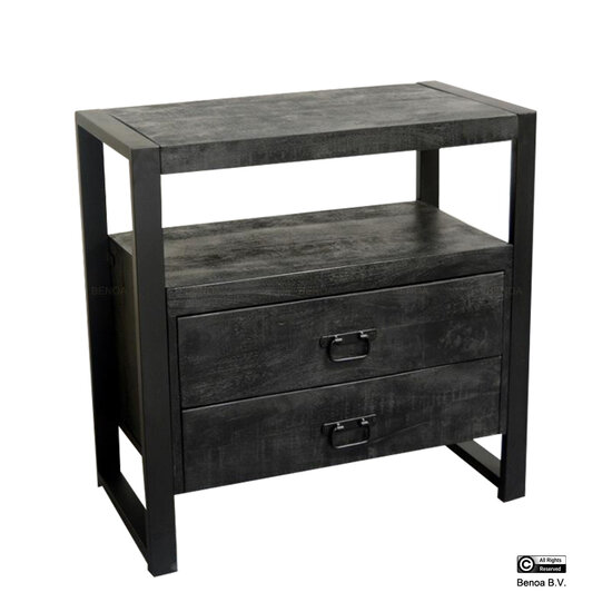 Benoa Britt 2 Drawer Cabinet Black 80