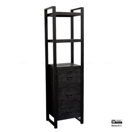 Benoa Britt 3 Drawer Bookshelf Black 55
