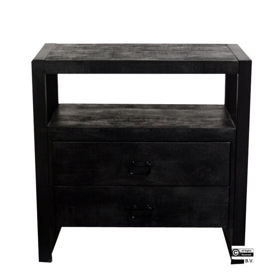 Benoa Britt 2 Drawer Cabinet Black 80