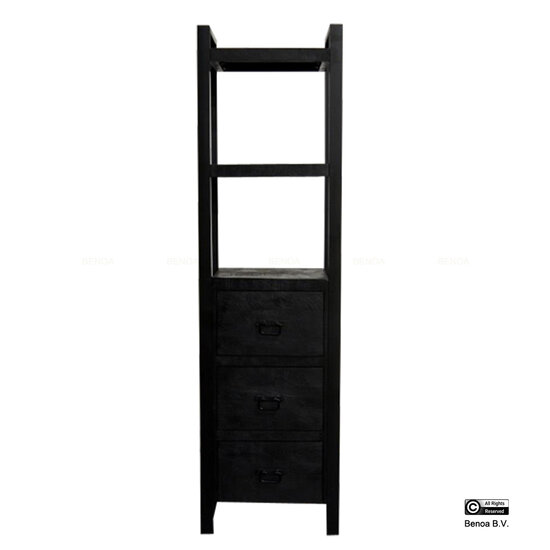 Benoa Britt 3 Drawer Bookshelf Black 55