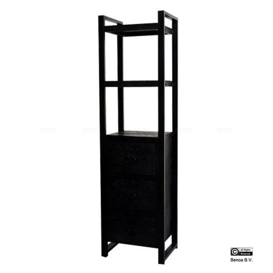 Benoa Britt 3 Drawer Bookshelf Black 55