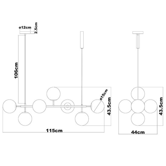 lumen 7 lichts smokey hanglamp in 3 uitvoeringen