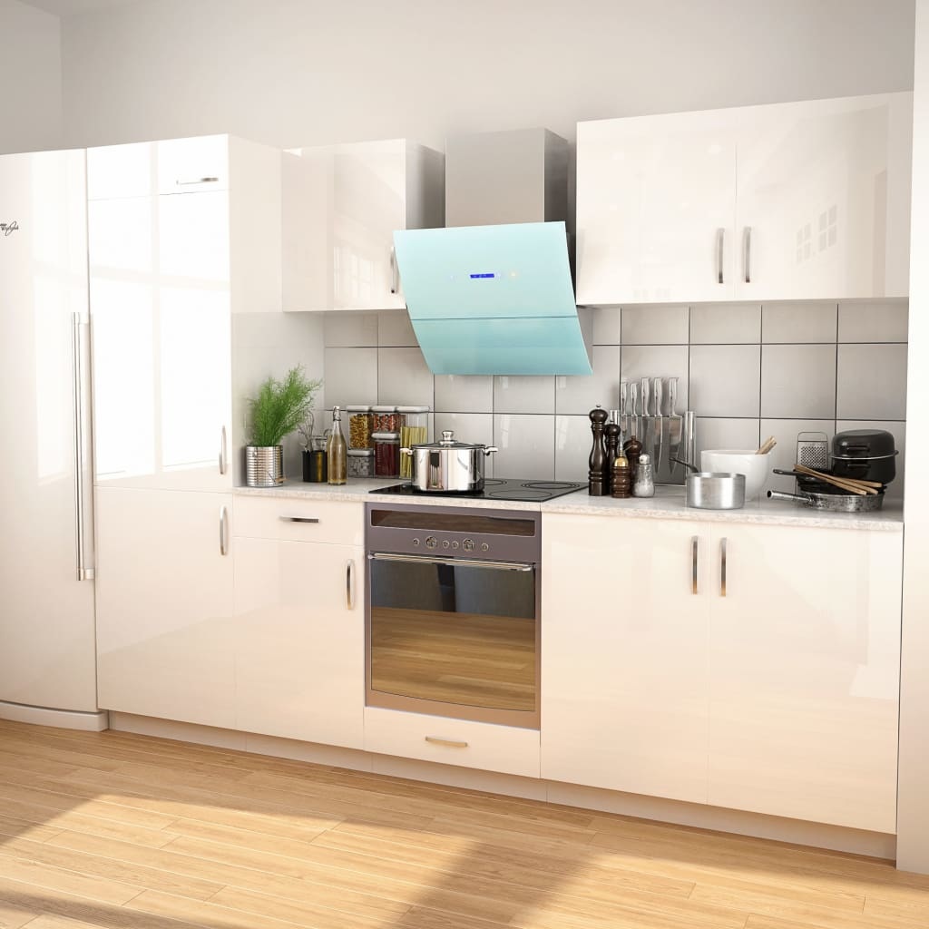 Vidaxl 7 Piece Kitchen Cabinet Set With Range Hood High Gloss