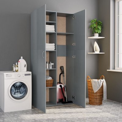 Vidaxl Storage Cabinet Grey 80x35 5x180 Cm Chipboard Megae Shop