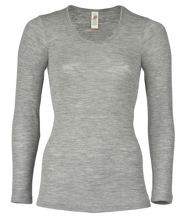 Engel Natur Wol zijde longsleeve dames GRIJS wollen ondergoed