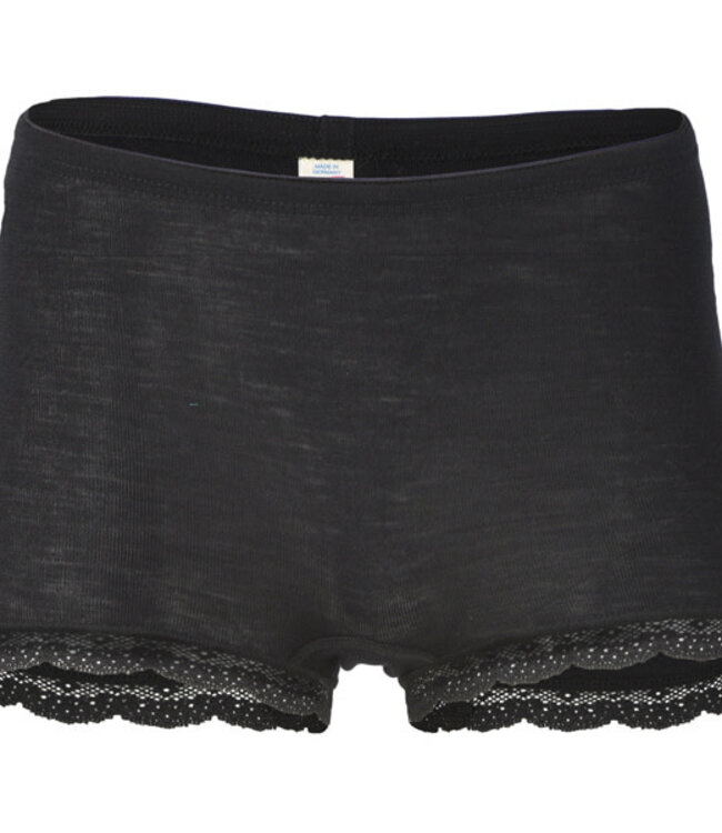 ENGEL NATUR Wol zijde boxer hipster MET KANT dames ZWART