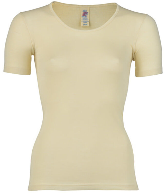 ENGEL Wol zijde dames shirt met korte mouw NATUREL wollen ondergoed