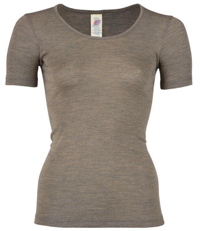 ENGEL Wol zijde dames shirt met korte mouw WALNOOT wollen ondergoed