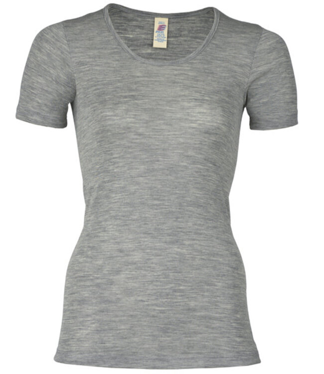 ENGEL Wol zijde dames shirt met korte mouw GRIJS wollen ondergoed
