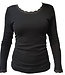 ENGEL Wol zijde longsleeve dames ZWART MET KANT wollen ondergoed