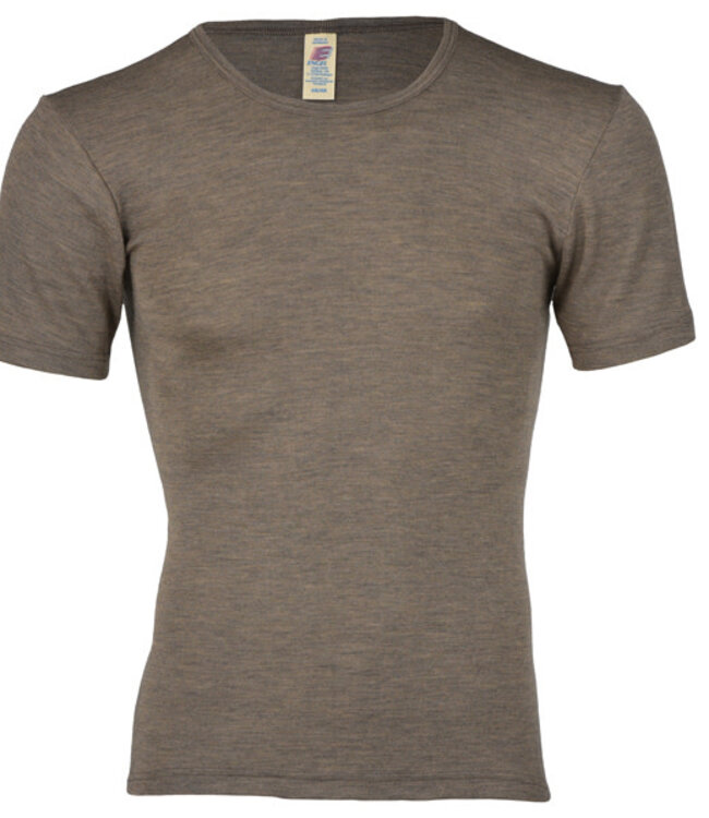 ENGEL wol zijde HEREN shirt met korte mouw WALNOOT