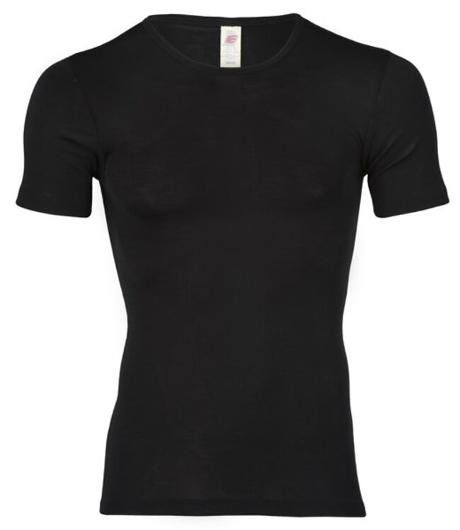 ENGEL wol zijde HEREN shirt met korte mouw ZWART