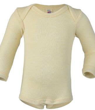Engel ENGEL baby romper wol zijde met LANGE MOUW effen NATUREL