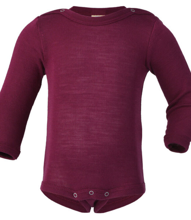 ENGEL baby romper wol zijde met LANGE MOUW effen ORCHIDEE