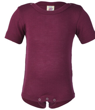 Engel ENGEL wol zijde BABY romper KORTE MOUW effen ORCHIDEE