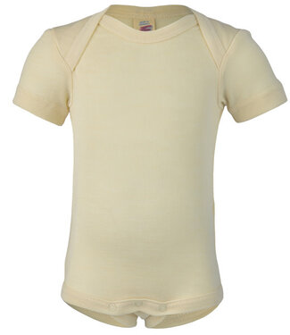 Engel ENGEL wol zijde BABY romper KORTE MOUW effen NATUREL