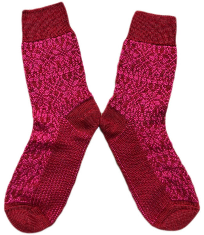 Hirsch Natur Noorse wollen sokken ROZE ROOD 030 188