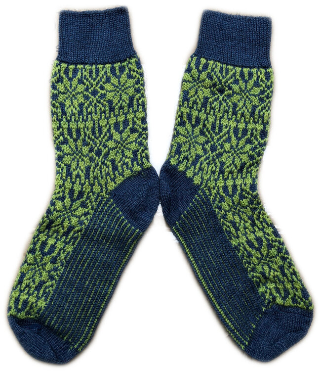 Hirsch Natur Noorse wollen sokken JEANS GROEN 030 189