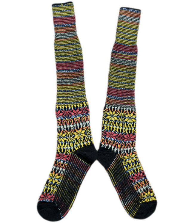 HIRSCH NATUR wollen Noorse KNIEKOUSEN ZWART GEKLEURD 430 119