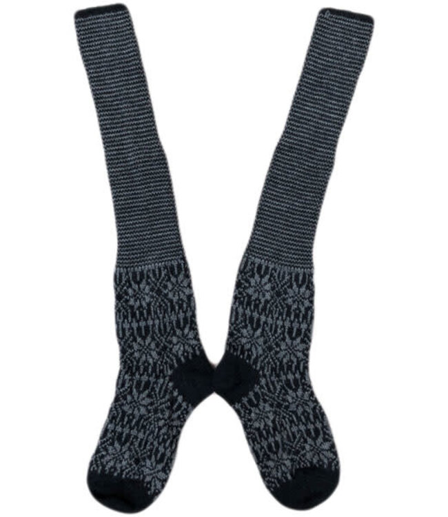 HIRSCH NATUR wollen Noorse KNIEKOUSEN ZWART GRIJS 430 83