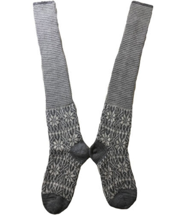 HIRSCH NATUR wollen Noorse KNIEKOUSEN grijs wit 430 39