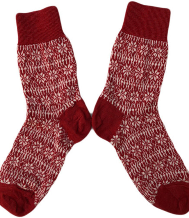 HIRSCH NATUR wollen Noorse DUNNE sokken ROOD WIT 156 36