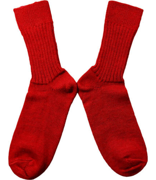 HIRSCH NATUR pure wollen EFFEN sokken effen ROOD 151 05