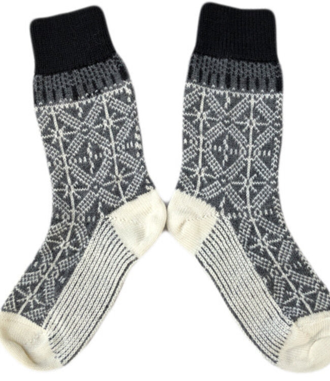 Hirsch Natur wollen sokken Noors ijskristal grijs wit *029 208*