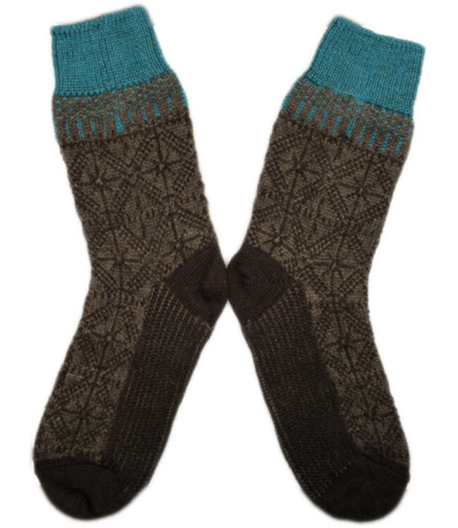 Hirsch Natur wollen sokken ijskristal turquoise bruin *029 207*