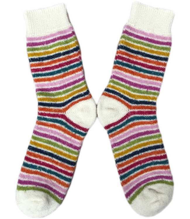 HIRSCH dikke wollen ski sokken REGENBOOG WIT 016E 00