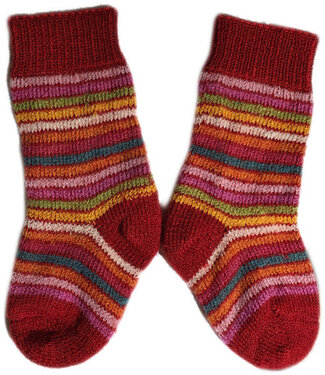 Hirsch Natur HIRSCH dikke wollen BABY sokken REGENBOOG ROOD 016k