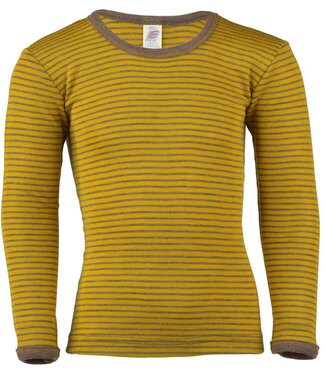 Engel ENGEL longsleeve van wol zijde GESTREEPT SAFFRAAN WALNOOT kind
