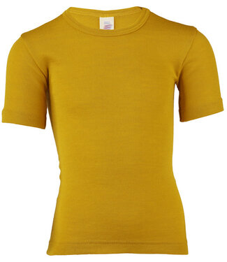 Engel ENGEL shirt korte mouw wol zijde kind SAFFRAAN effen