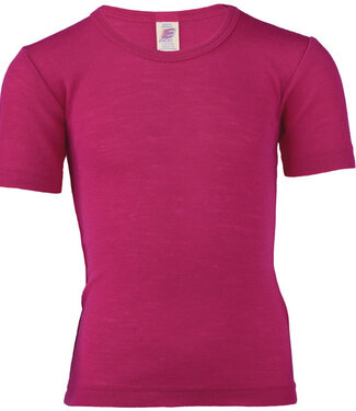 Engel ENGEL shirt korte mouw wol zijde kind FRAMBOOS effen