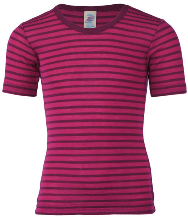 ENGEL shirt korte mouw wol zijde kind GESTREEPT Framboos orchidee