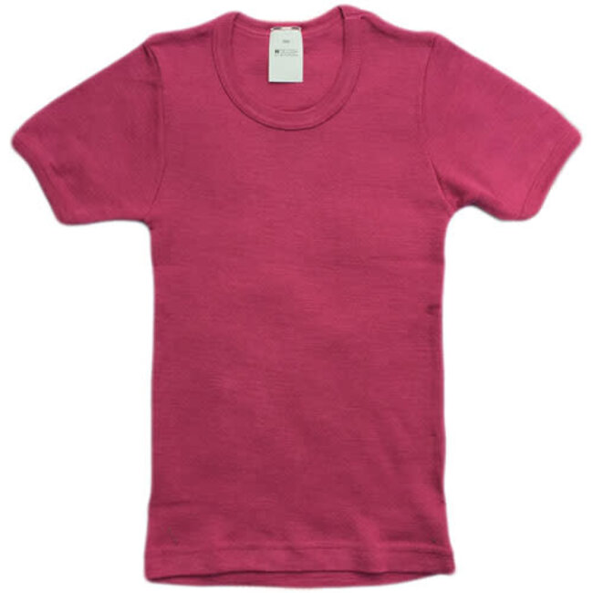 Hocosa - shirt korte mouw wol zijde kind * fuchsia *