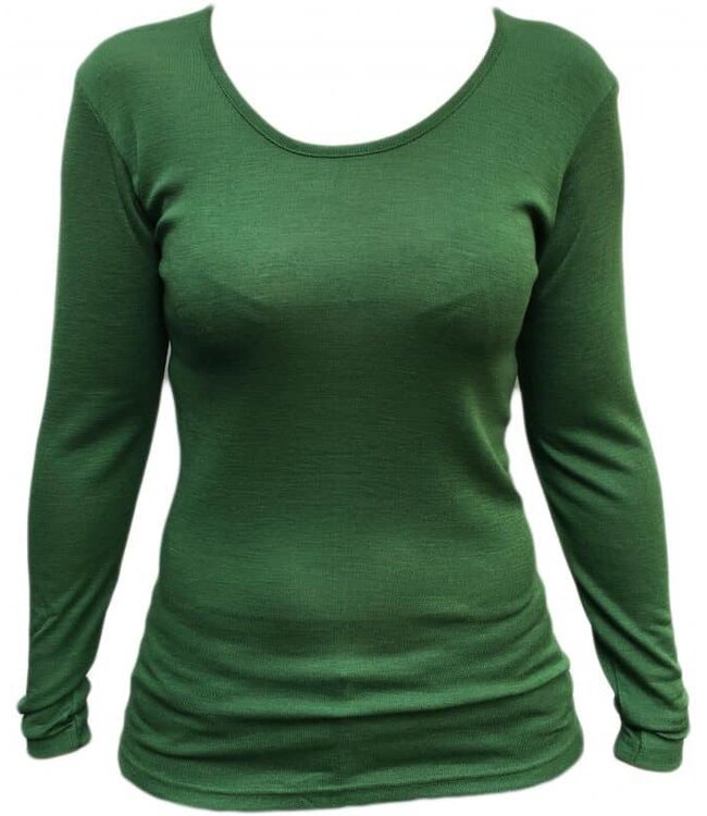 HOCOSA longsleeve van biologische wol zijde dames GROEN
