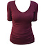 Hocosa shirt korte mouw wol zijde v-hals BORDEAUX dames