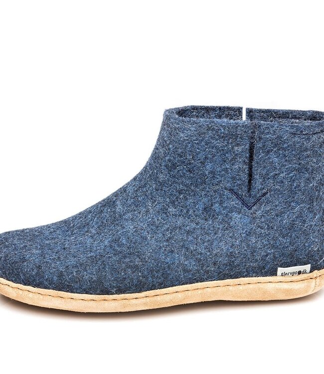 Glerups wollen sloffen pantoffels LAARS DENIM leren zool